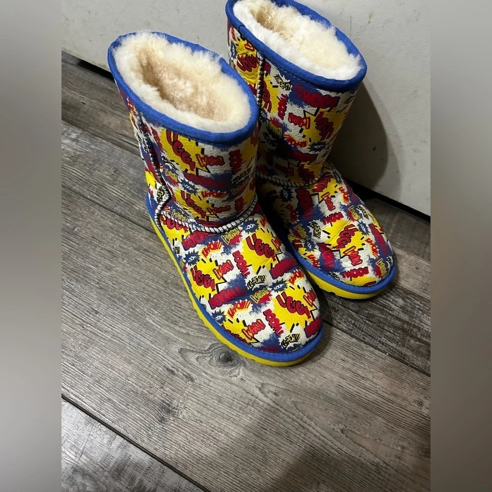 UGG Blue and Yellow Comic book superhero’s Boom 💥 Print Boots